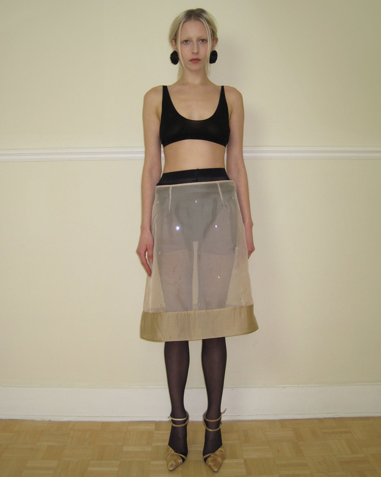 see-through skirt beige